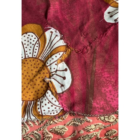 Wrap Sari Skirt Maxi Reversible Layers Red Chiffon Satin Boho Gypsy Womens 1 Sz - Picture 10 of 14